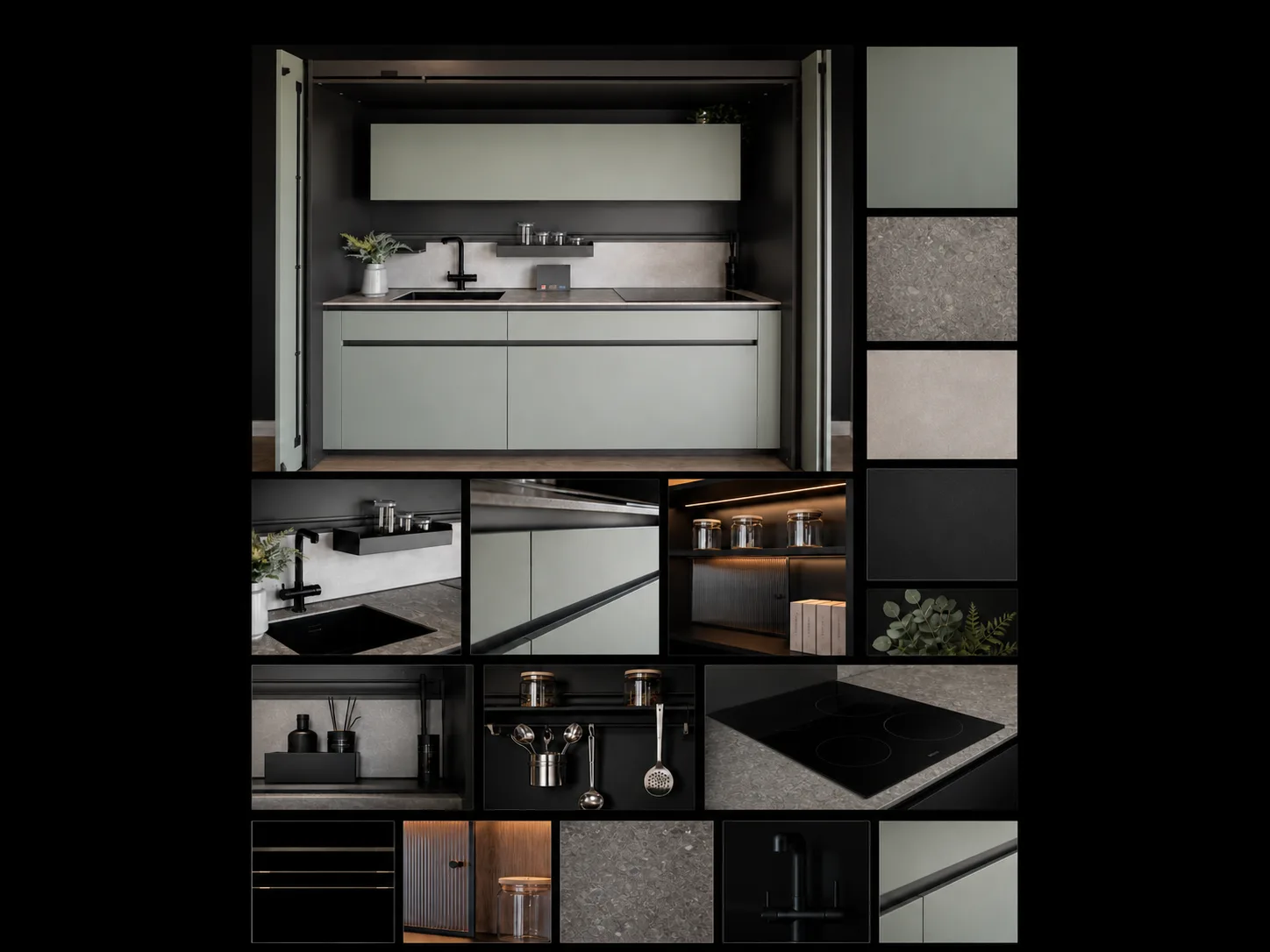 Kitchen interior branding collage